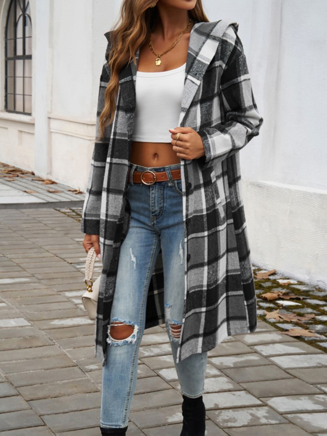 Devine Plaid Hooded Coat