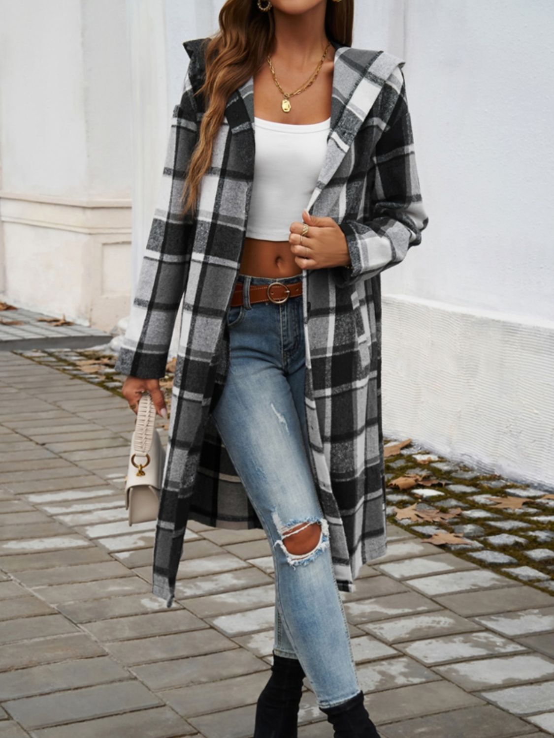 Devine Plaid Hooded Coat