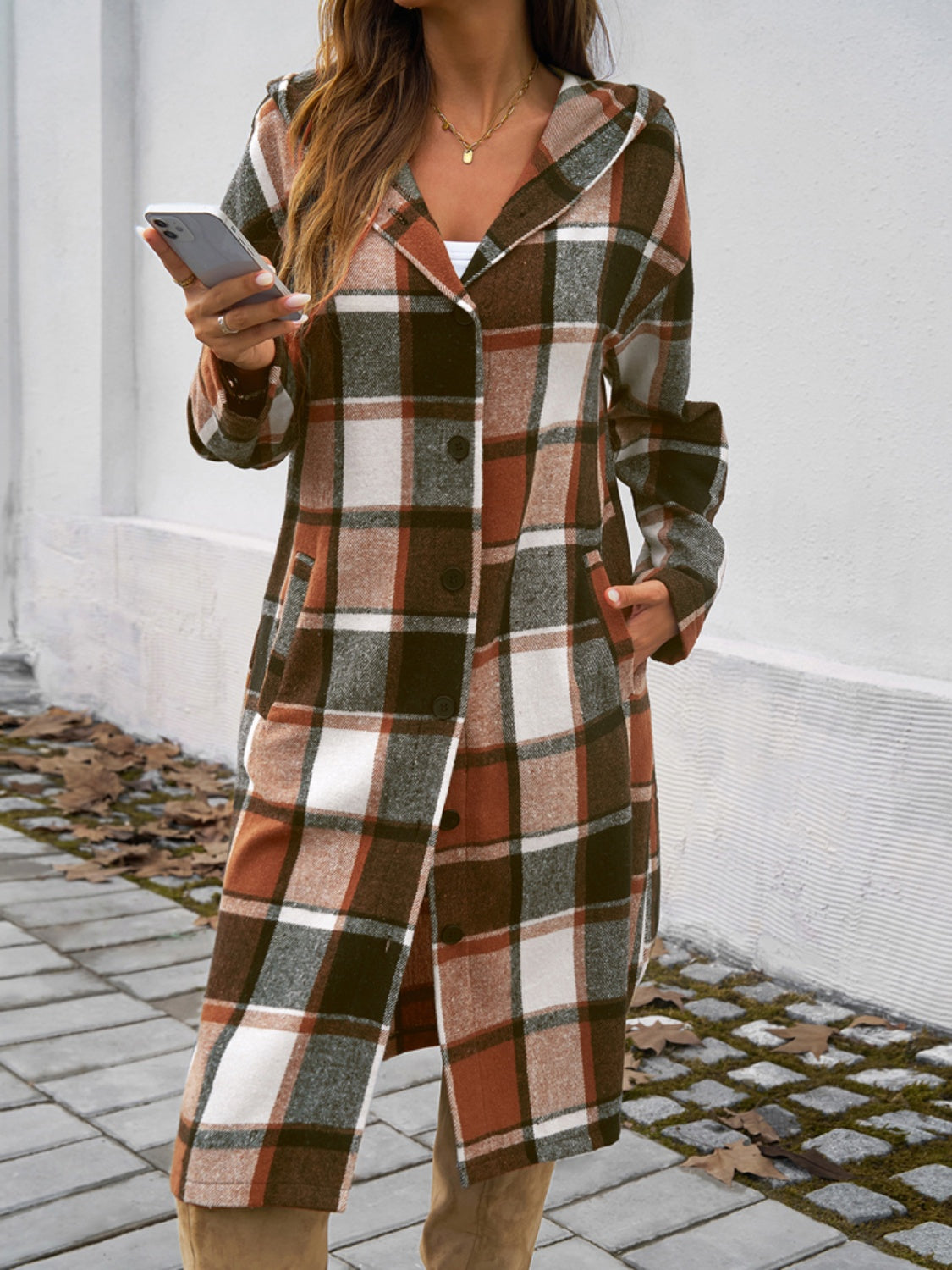 Devine Plaid Hooded Coat