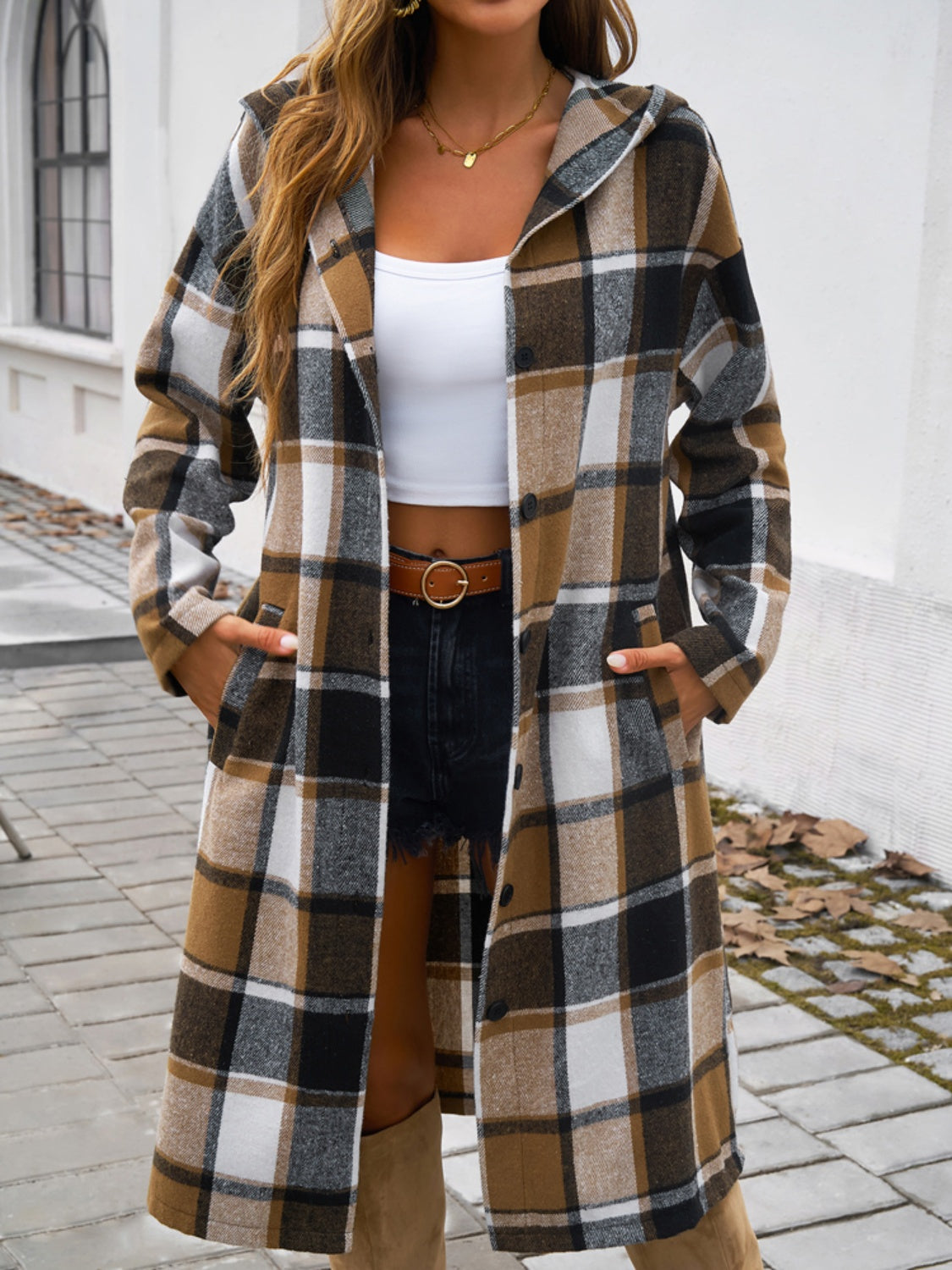 Devine Plaid Hooded Coat