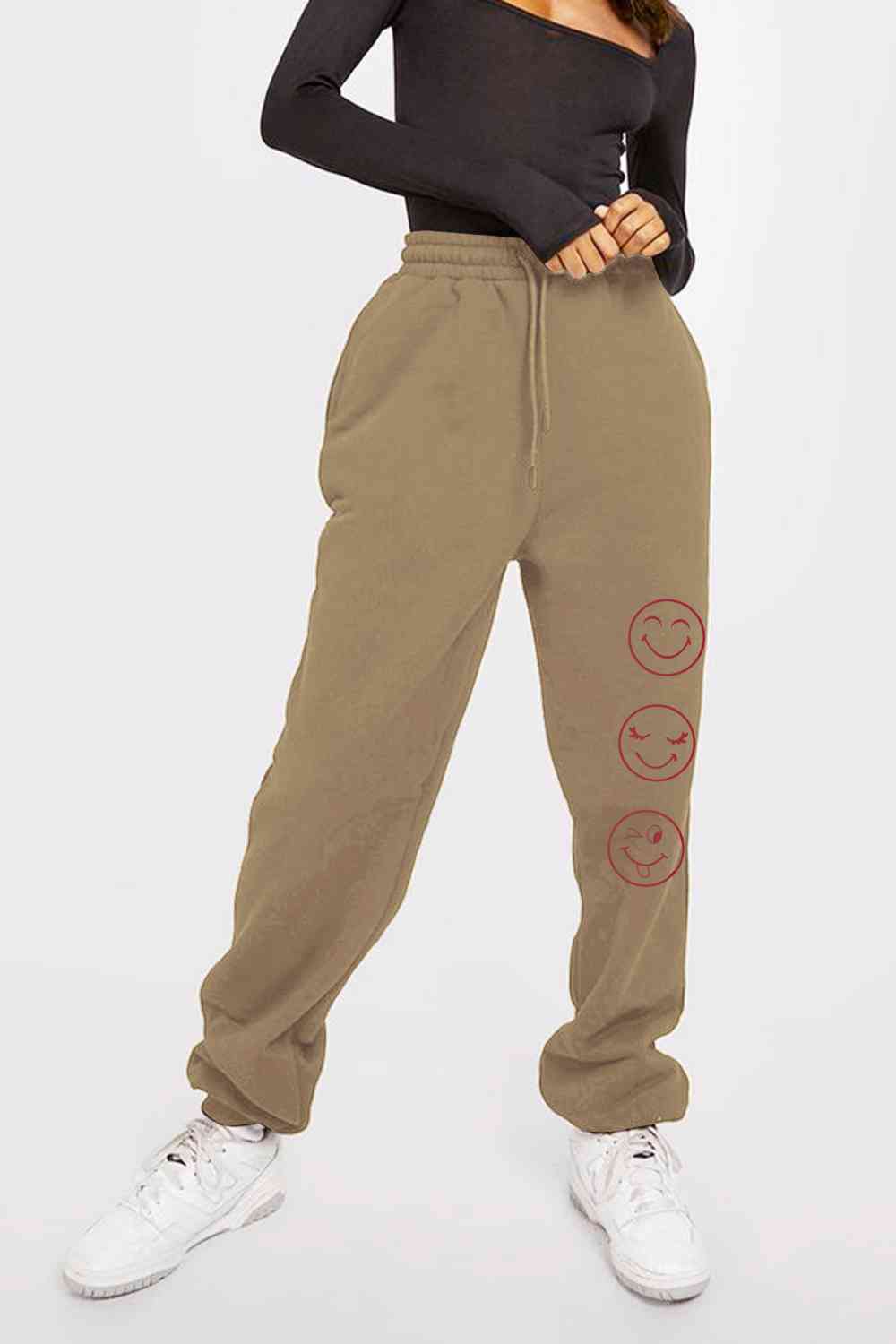 Smile Emoji Graphic Sweatpants