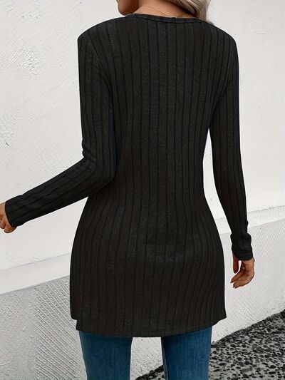 Slit & Ribbed Long Sleeves