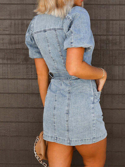 All Puffy Mini Denim Dress