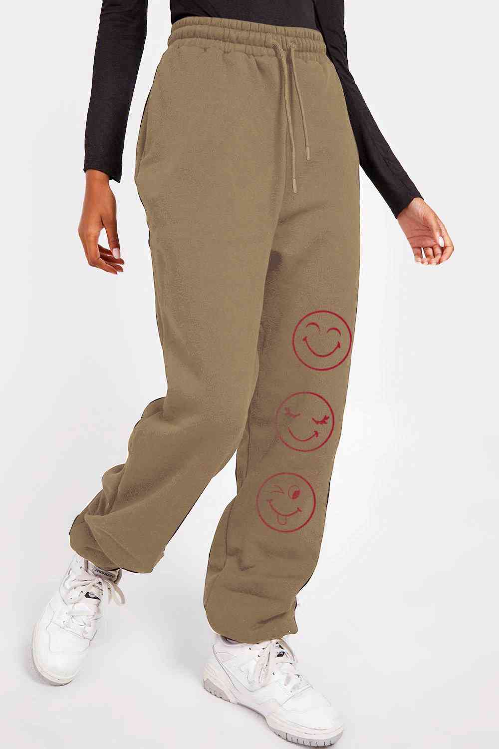 Smile Emoji Graphic Sweatpants