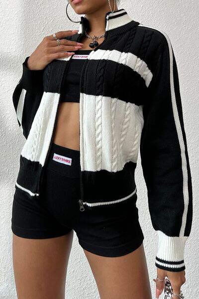 Block Raglan Knitted Jacket