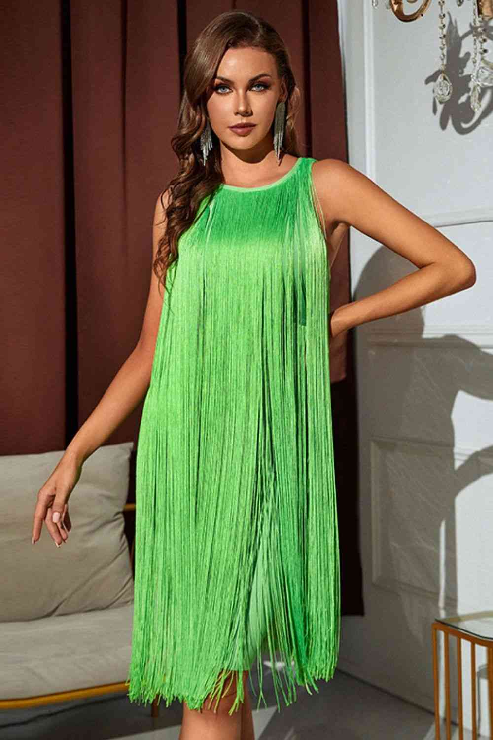 Round Neck Fringe Dress