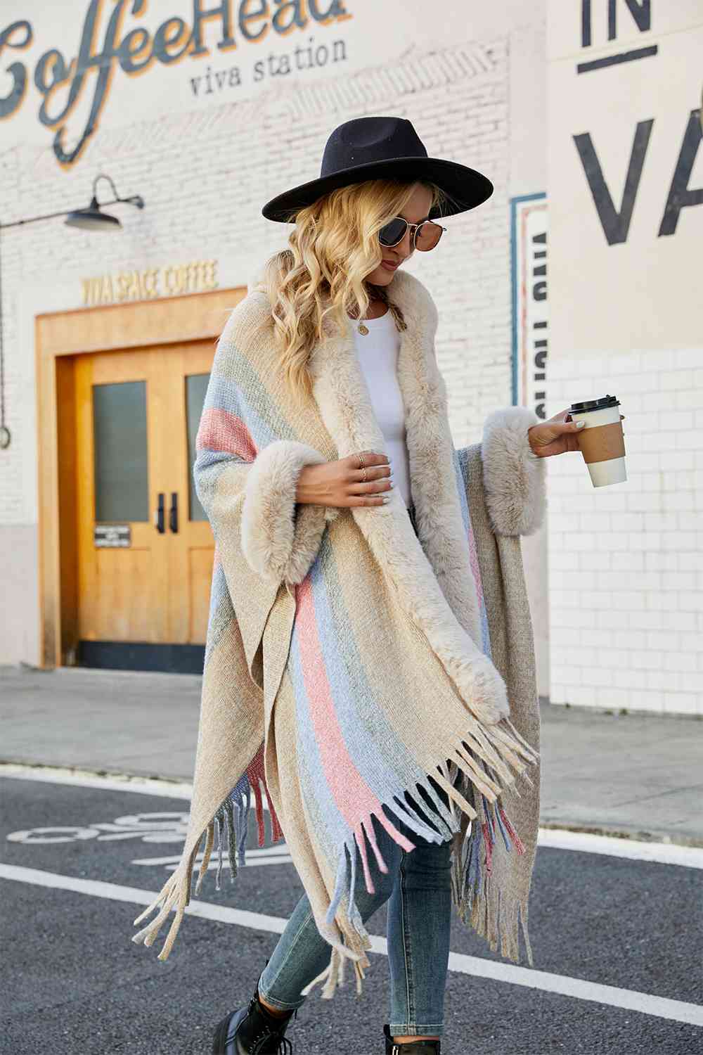 Fringed Detail Poncho