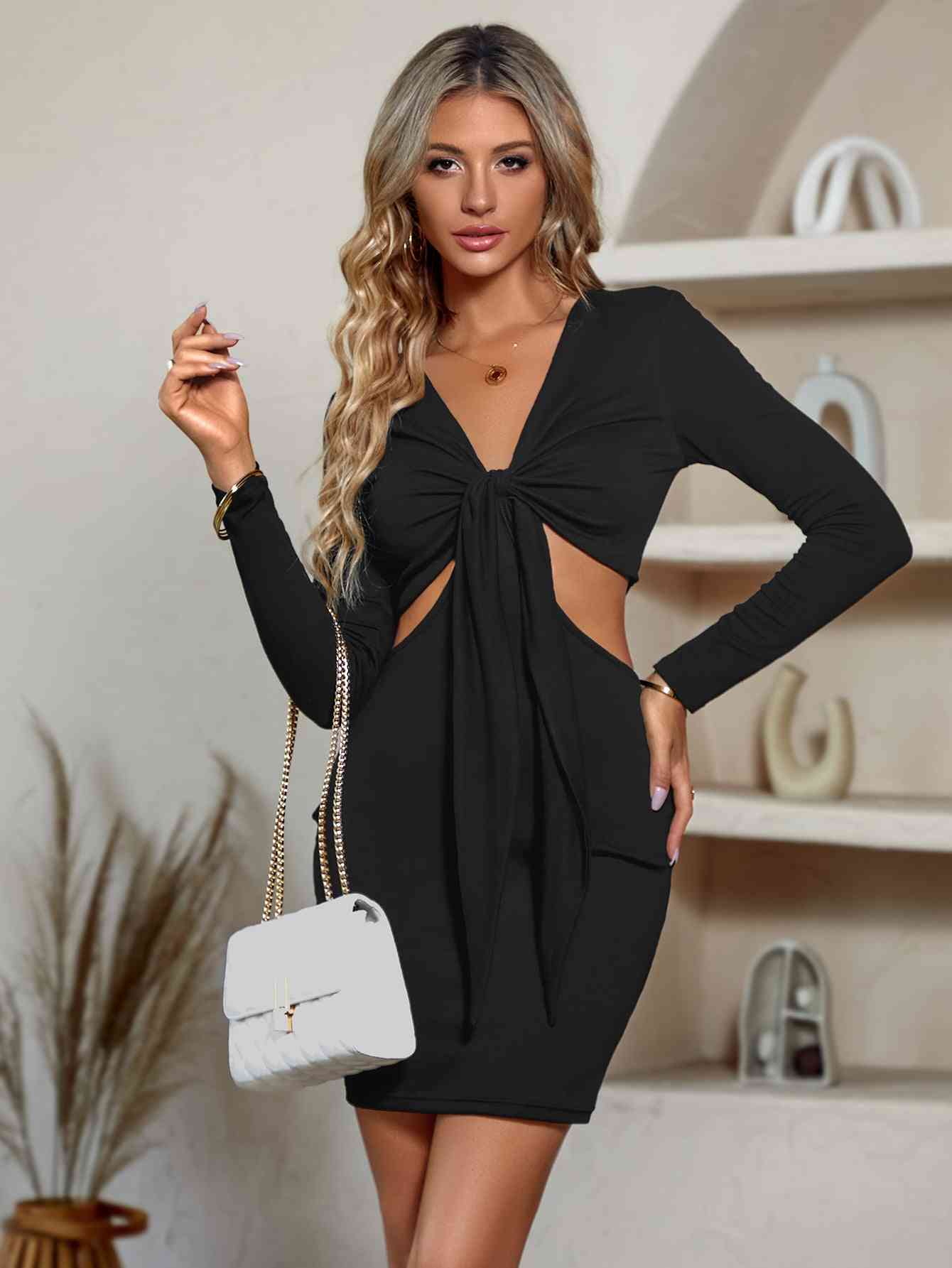 Radiant Plunge Mini Dress