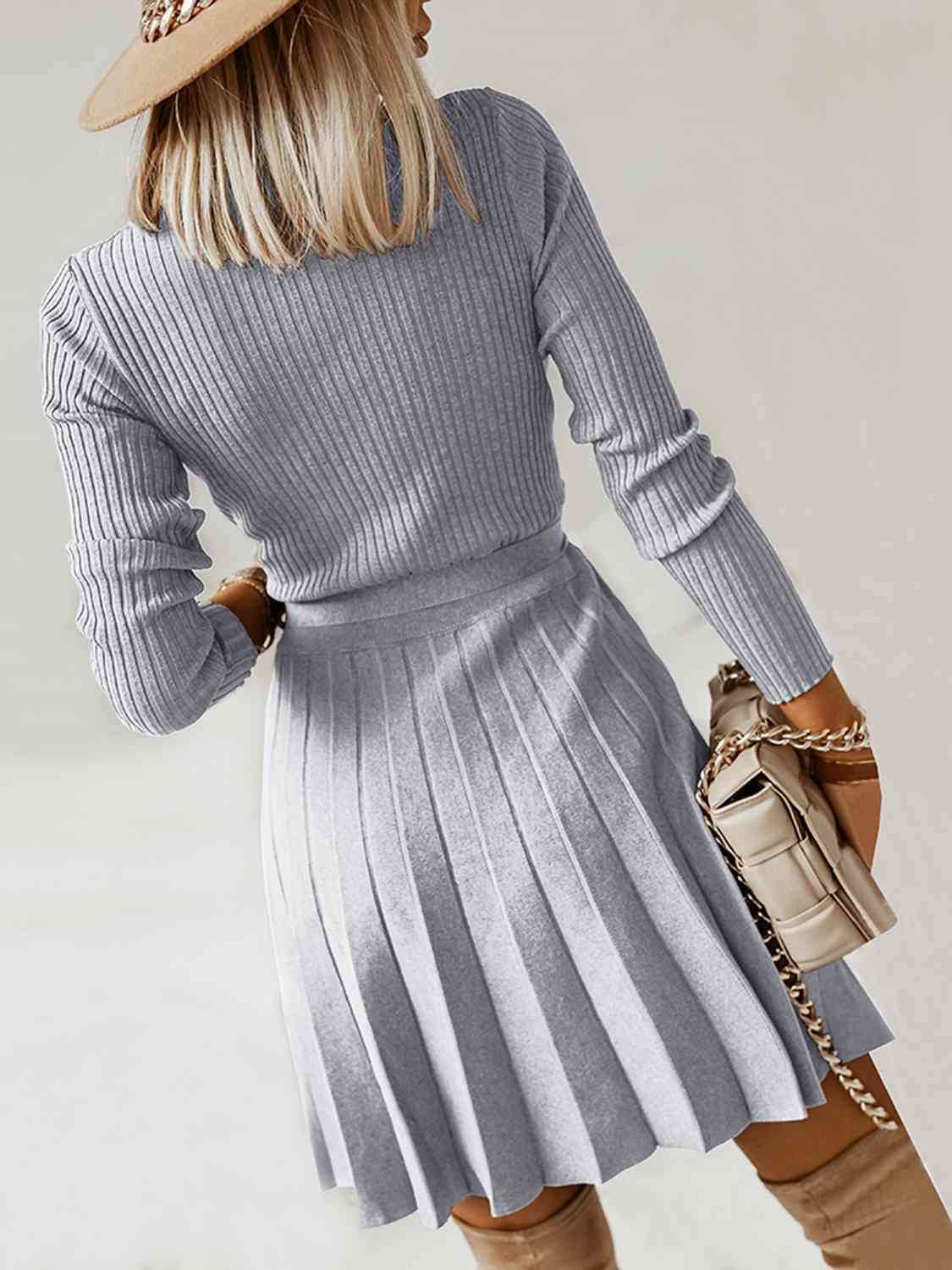 Pleated To Meet You Sweater Dress