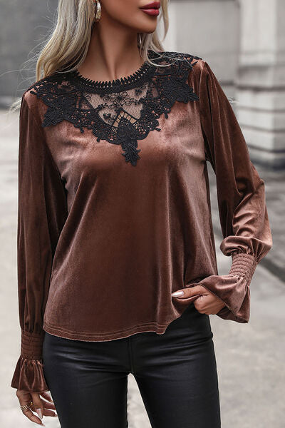 Vamped Treasure Flounce Sleeve Blouse