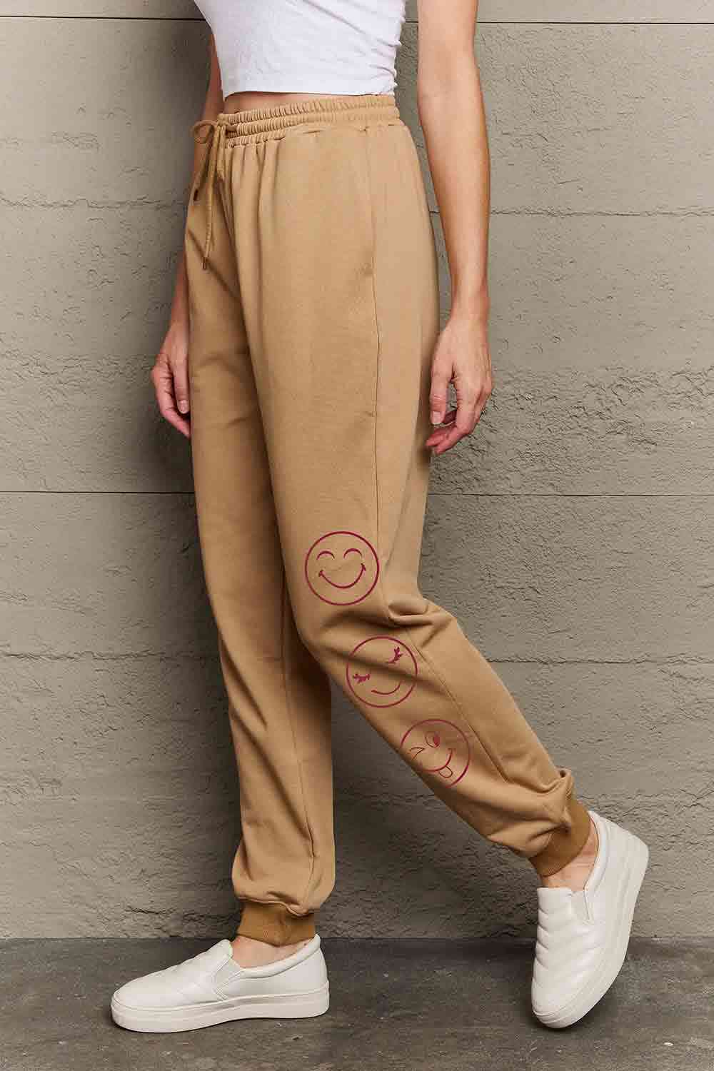 Smile Emoji Graphic Sweatpants