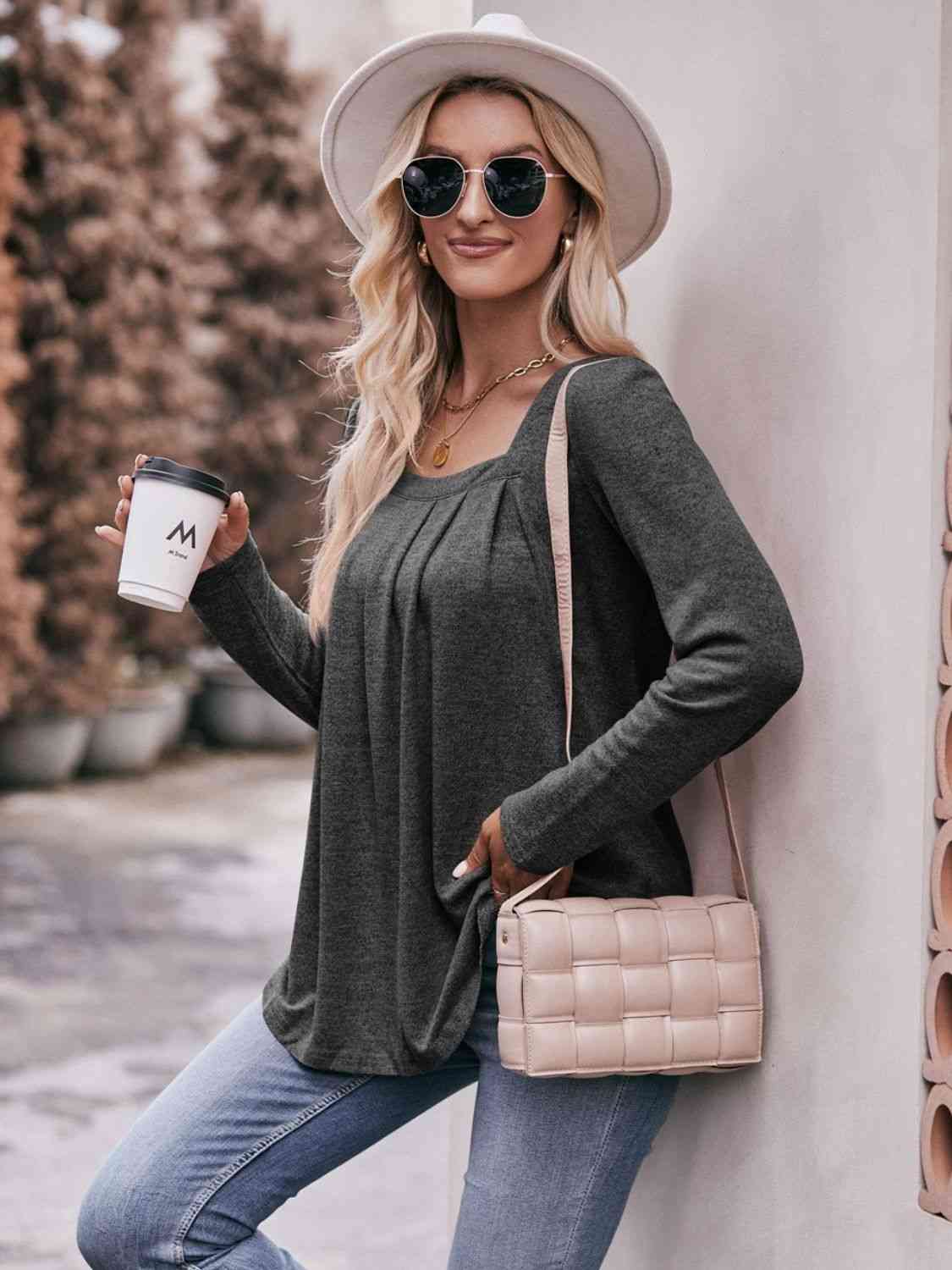 Simply Pleated Sleeve Top