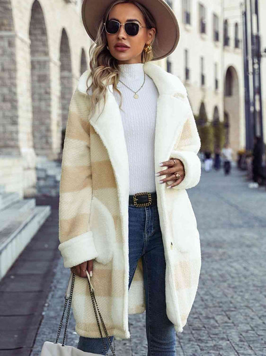 Plaid & Buttoned Coat