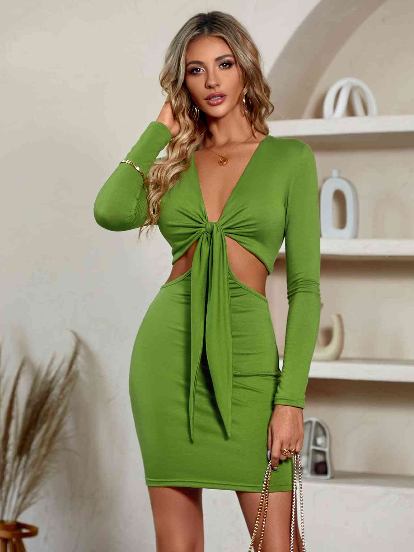 Radiant Plunge Mini Dress