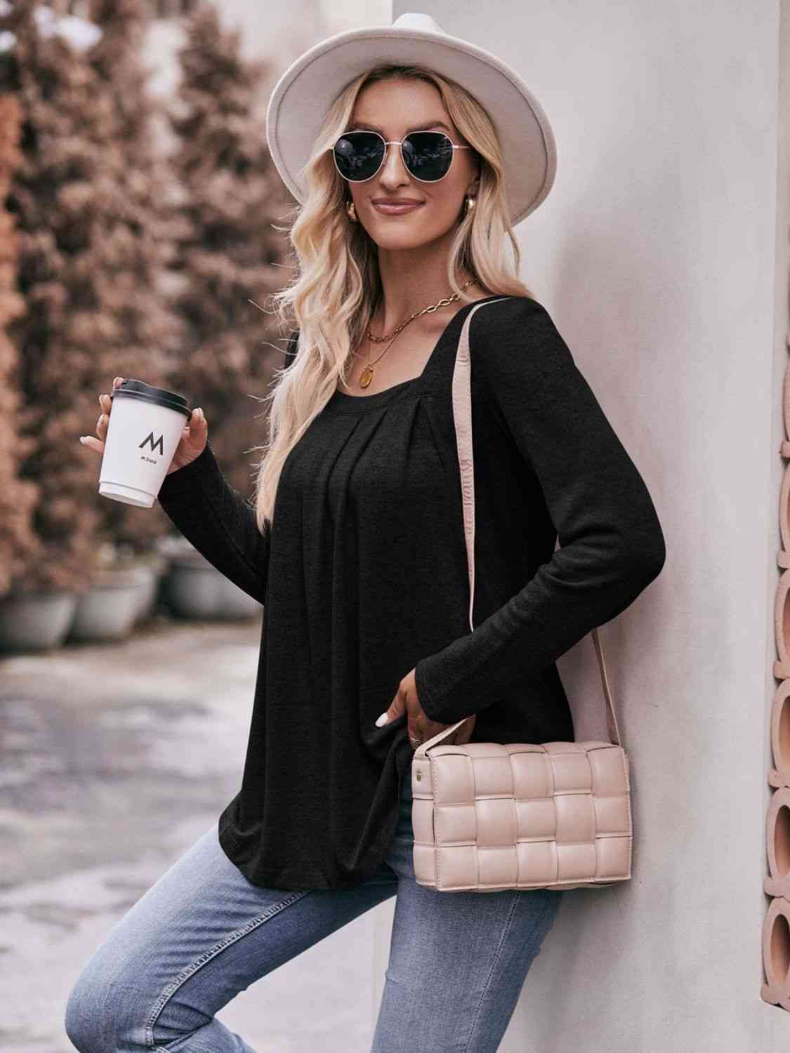 Simply Pleated Sleeve Top