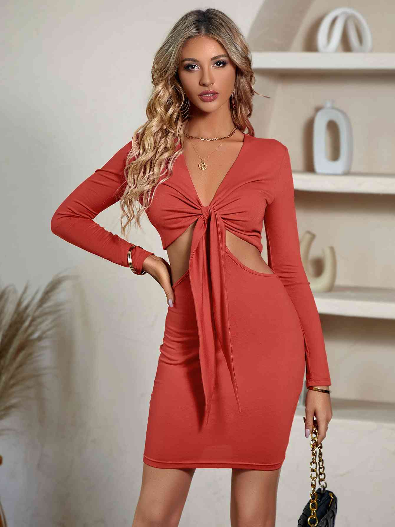 Radiant Plunge Mini Dress