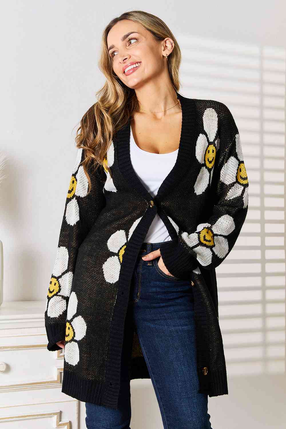 Be Happy Flower Cardigan