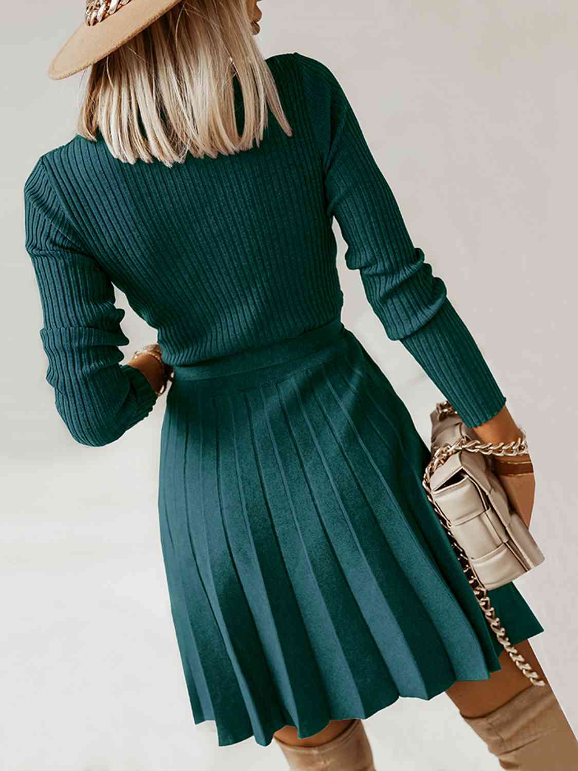 Pleated To Meet You Sweater Dress