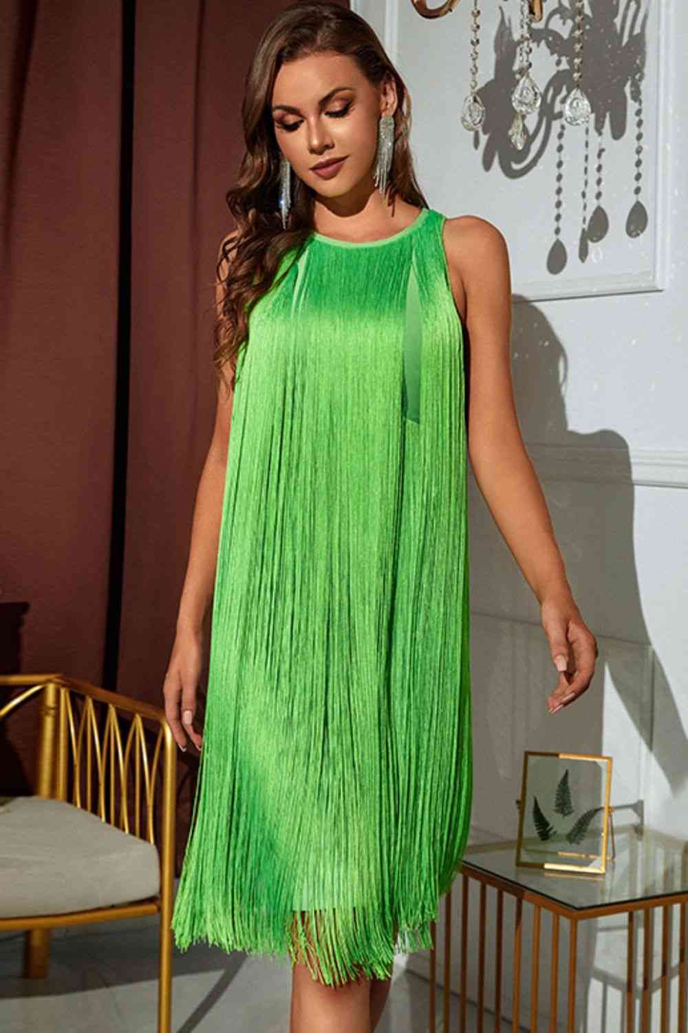 Round Neck Fringe Dress